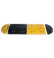 Safety Hump 1000 × 350 × 50 mm | Modular Rubber Speed Hump with Reflectors & End Caps | Bolt‑Down Traffic Calming Ramp